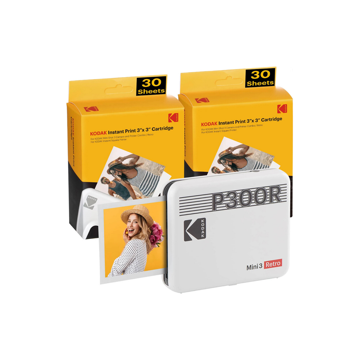 KODAK MINI 3 RETRO AZONNALI FOTÓNYOMTATÓ P300R FEHÉR 3X3 + 60 LAP